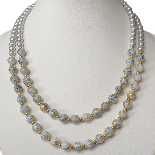 Suvi Necklace grey necklace making kit — DIY set with beads and instructions for creating handmade jewelry