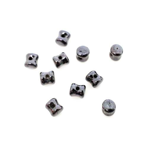 Czech Preciosa Dumbbell -Dark Plum Silver 4x6mm - 50 pcs