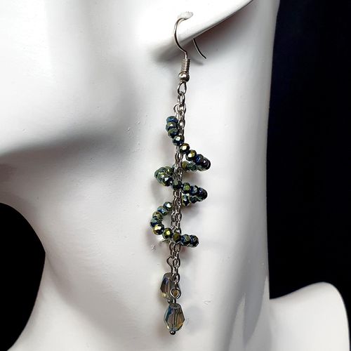 Helter Skelter Earrings 2 Pairs electric green earring making kit — DIY set with beads and instructions for creating handmade jewelry