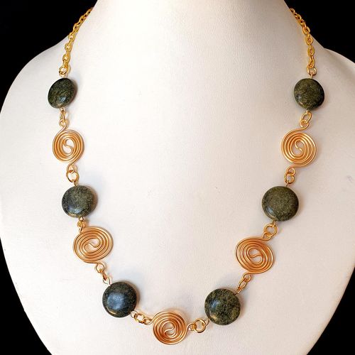 Nevaeh Coin Necklace tree japser necklace making kit — DIY set with beads and instructions for creating handmade jewelry