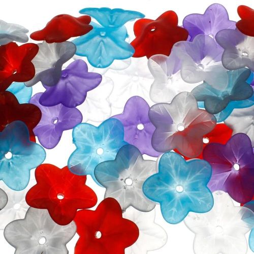 Lucite Flower Small Mixed 35 pcs 18mm for jewellery making