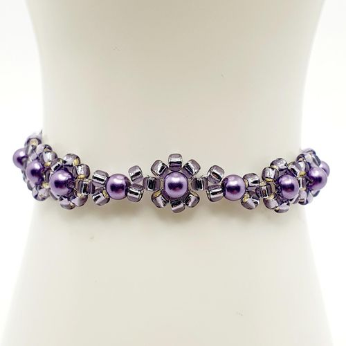 Leilani Flower Bracelets purple bracelet making kit — DIY set with beads and instructions for creating handmade jewelry