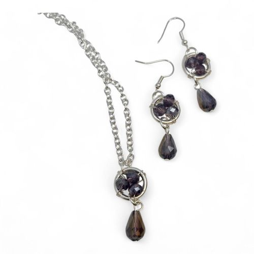 Crystal Cluster Drop Jewellery 4 Sets purple jewelry making kit — DIY set with beads and instructions for creating handmade jewelry