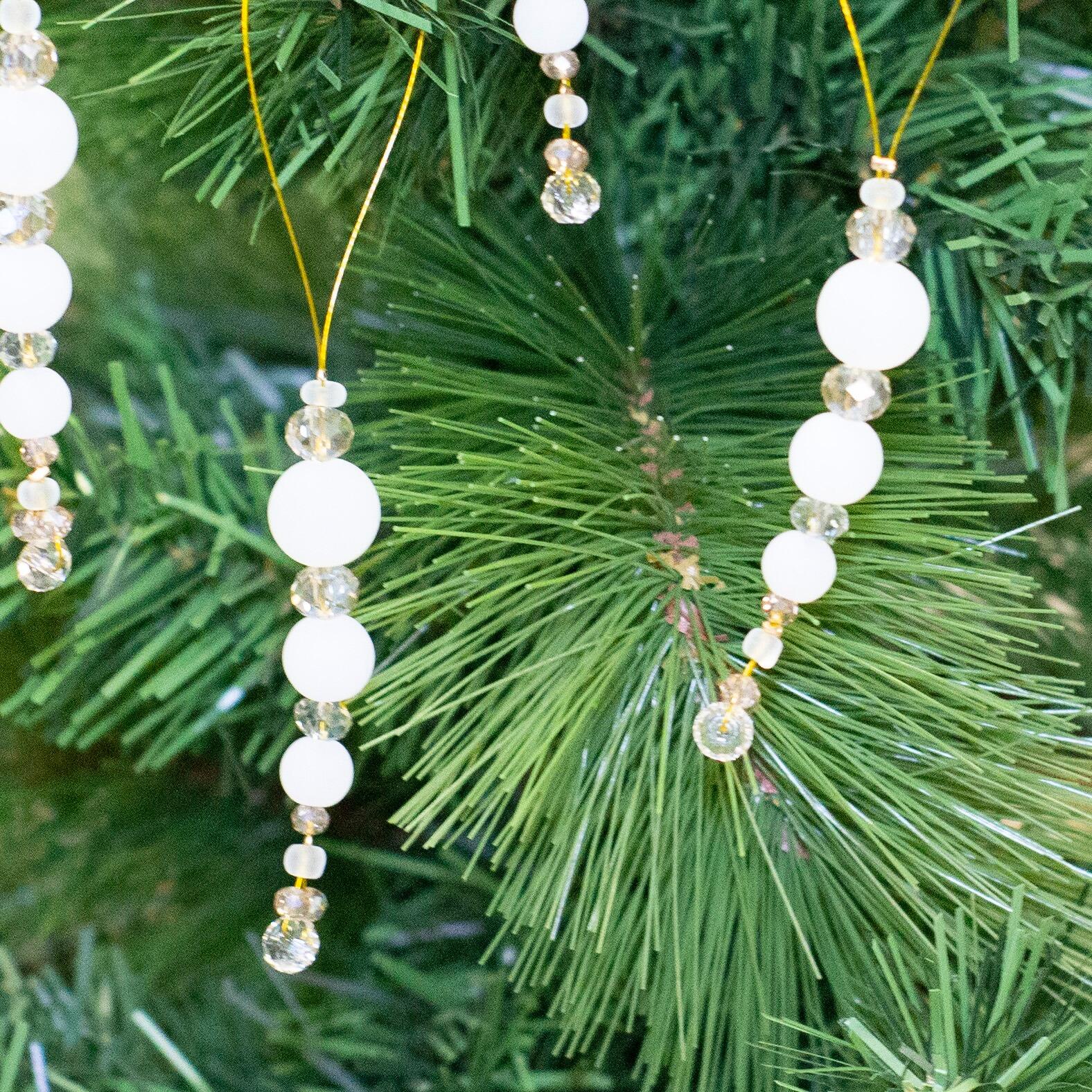 Opaline Icicle Decoration Makes 30 golden frost jewelry making kit — DIY set with beads and instructions for creating handmade jewelry