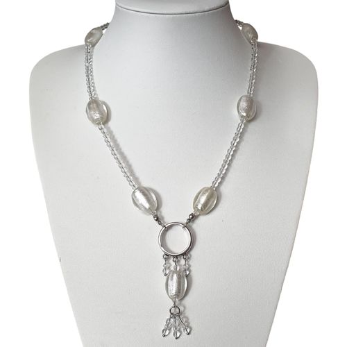 Alexandria Silver Foil Necklace clear necklace making kit — DIY set with beads and instructions for creating handmade jewelry