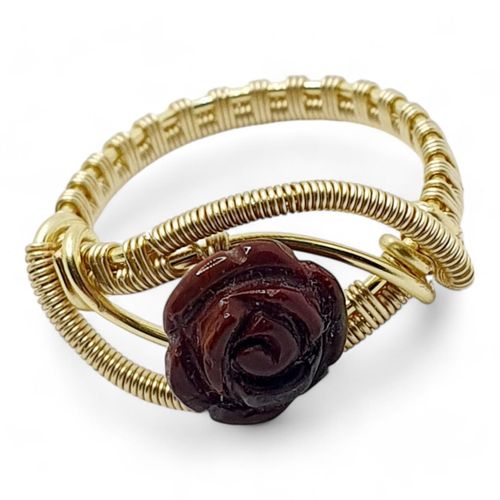 Gemstone Flower Ring mookite jewelry making kit — DIY set with beads and instructions for creating handmade jewelry