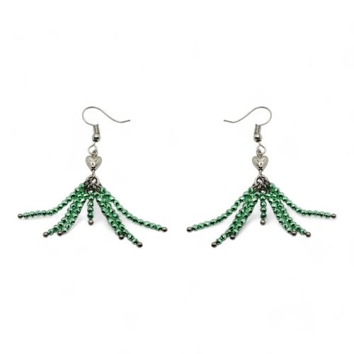 Kari Heart Earrings metallic light green earring making kit — DIY set with beads and instructions for creating handmade jewelry