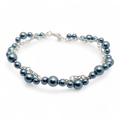 Maria Pearl Bracelet Makes 4 steel blue bracelet making kit — DIY set with beads and instructions for creating handmade jewelry