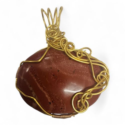 Gemstone Wire Pendant red japser jewelry making kit — DIY set with beads and instructions for creating handmade jewelry