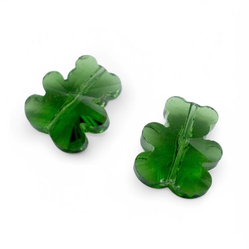Crystal Teddy 14mm 2pc Green 2 Pieces for jewellery making