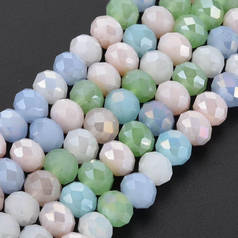 8mm crystal beads pastels mix, pack of 70 — faceted for jewelry making and beadwork