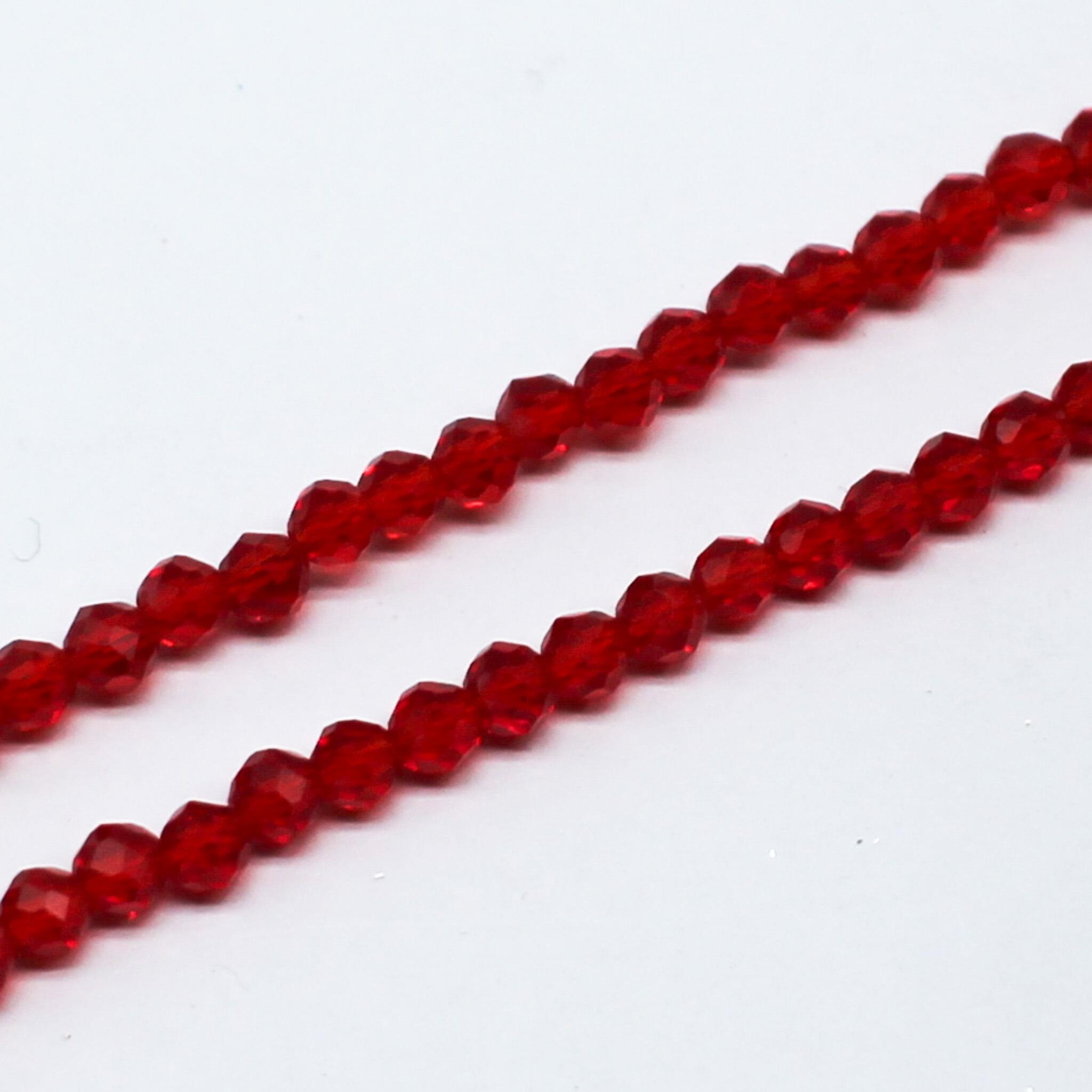 3mm crystal beads red — faceted for jewelry making and beadwork