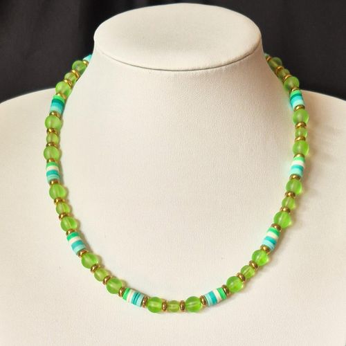 Joyce Fimo Frost Necklace Makes 4 lime sherbet necklace making kit — DIY set with beads and instructions for creating handmade jewelry