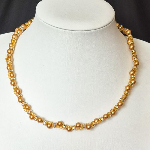 Delores Sparkle Pearl Necklace Bracelet dark gold bracelet making kit — DIY set with beads and instructions for creating handmade jewelry
