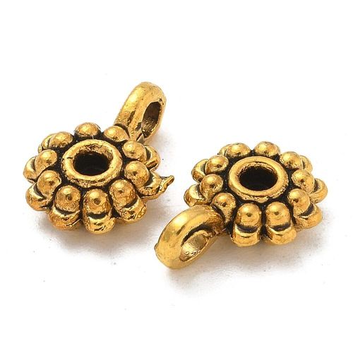 AntiqueGold Metal Bail Bead Flower 12x8mm 20pcs for jewellery making
