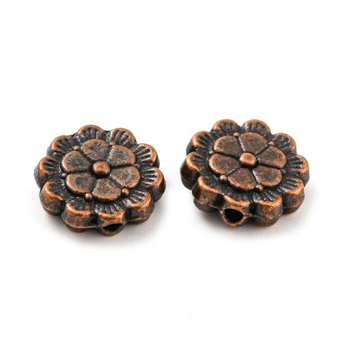 Antique Copper Bead Flower Disc 9mm 15pcs for jewellery making