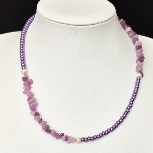 Kalinda Gemstone Jewellery Purple Lepdolite jewelry making kit — DIY set with beads and instructions for creating handmade jewelry