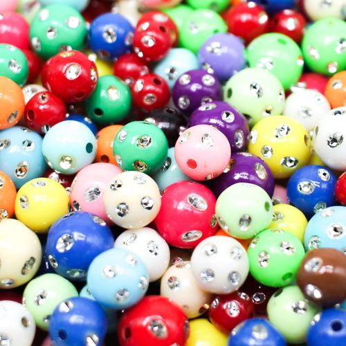 Acrylic Round Diamond Sparkle 6 14mm Mixed 50g for jewellery making