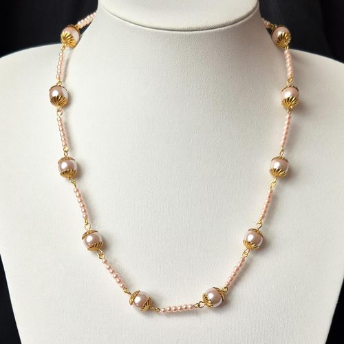 Penelopy Pearl Necklaces Makes 3 rose pink necklace making kit — DIY set with beads and instructions for creating handmade jewelry