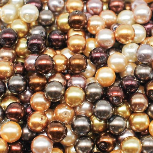 Glass Pearl Round Beads 8mm Golden Autumn Mix 100pcs for jewellery making