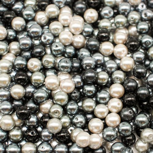 Glass Pearl Round Beads 6mm Silver Grey Mix 120pcs for jewellery making
