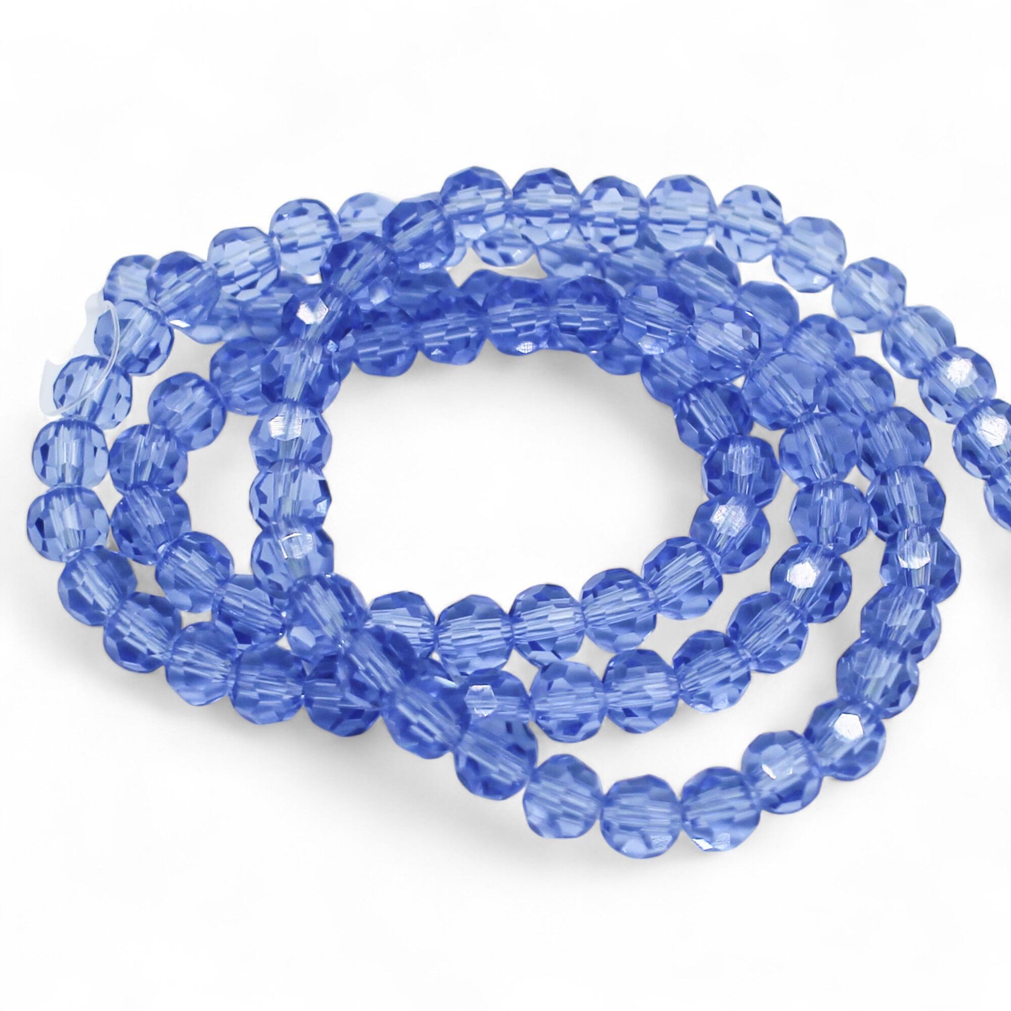 6mm crystal beads blue, pack of 72 — faceted for jewelry making and beadwork