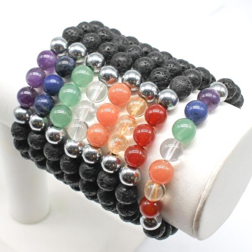 Chakras Gemstone Bracelets Kit Silver bracelet making kit — DIY set with beads and instructions for creating handmade jewelry