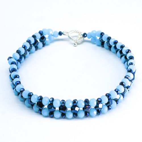 Hematite Nugget Bracelet Makes 3 blue bracelet making kit — DIY set with beads and instructions for creating handmade jewelry