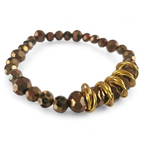 Stretchy Elastic Bracelet Makes 4 bronze bracelet making kit — DIY set with beads and instructions for creating handmade jewelry