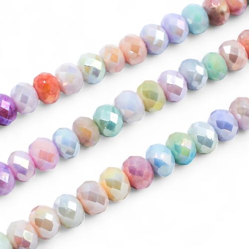 6mm crystal beads pastel marble mix 15" string — faceted for jewelry making and beadwork