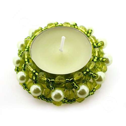 Candle Holder Kit Makes 6 lime green jewelry making kit — DIY set with beads and instructions for creating handmade jewelry