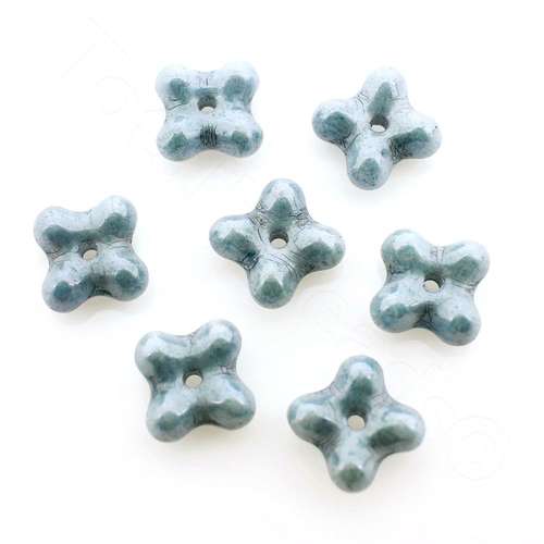 Czech Preciosa Bobble Square Bead - Marble Blue 7mm 30pcs