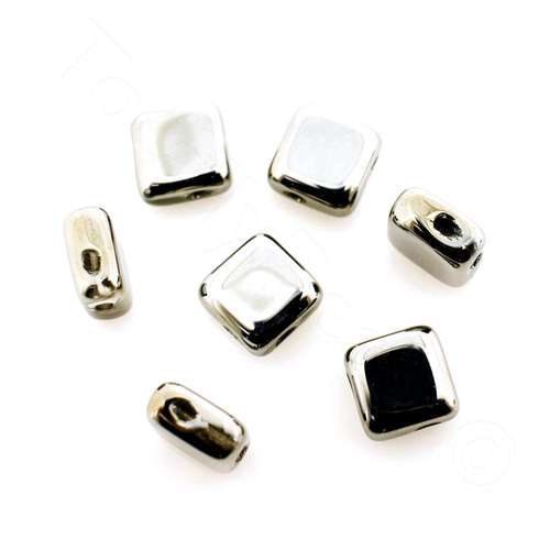 Czech Preciosa Diagonal Square 6mm - Silver 25pcs