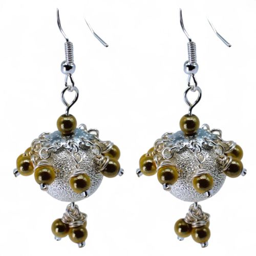 Stardust Earrings Silver & Yellow earring making kit — DIY set with beads and instructions for creating handmade jewelry