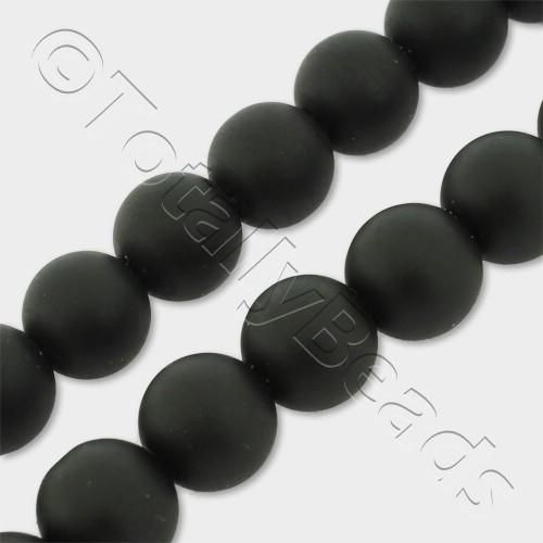 Synthetic Onyx Round Beads 10mm Matt 16" String