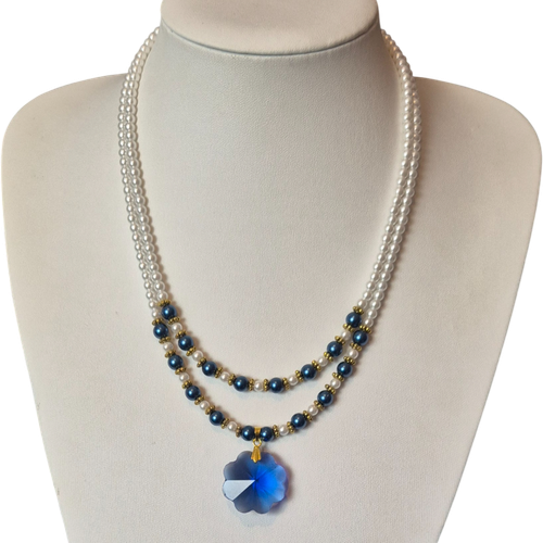 Bonnie Flower Necklace Cyan for jewellery making