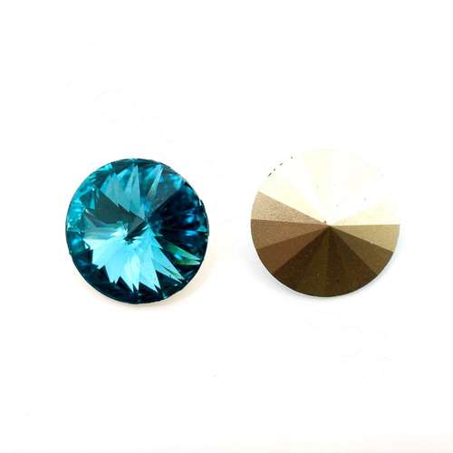 18mm resin Rivoli stone turquoise — faceted round crystal-style cabochon ideal for jewelry making, settings, and crafts