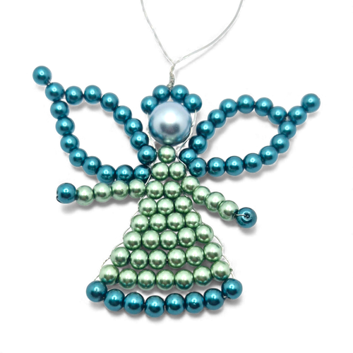 Beaded Angel Decorations Teal 3mm for jewellery making