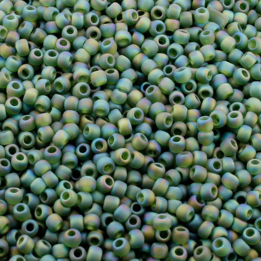 Toho Size 11 Seed Beads 10g Trans Rainbow Frost Olivine 6mm for jewellery making