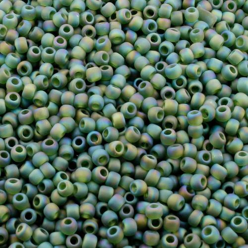 Toho Size 11 Seed Beads 10g Trans Rainbow Frost Olivine 6mm for jewellery making