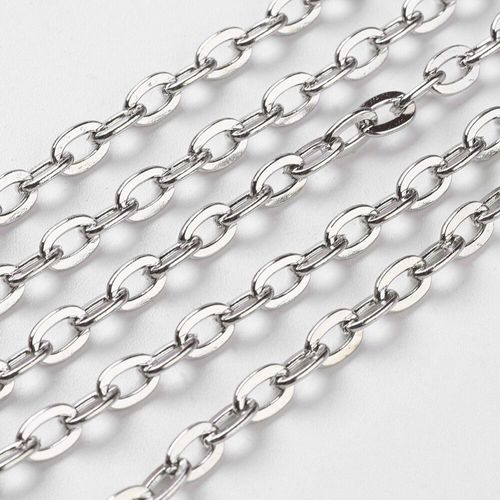 Chain Rhodium Plated Flat Oval 6x4mm 1 metre for jewellery making