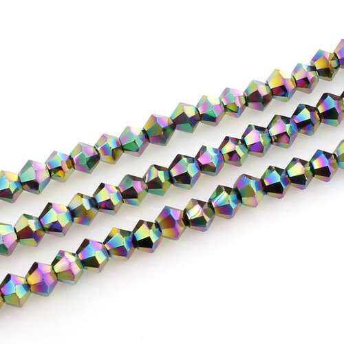 3mm crystal bicone beads rainbow — faceted for jewelry making and beadwork
