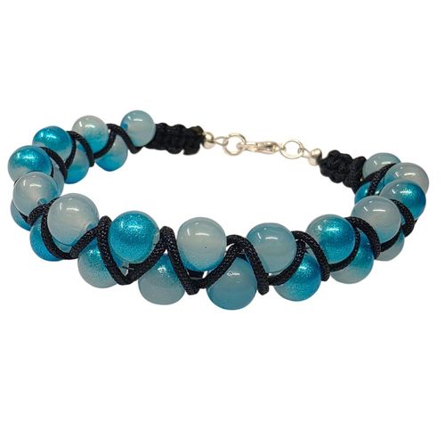 Kris Kross Macrame Bracelet x2 Glitter Blue for jewellery making