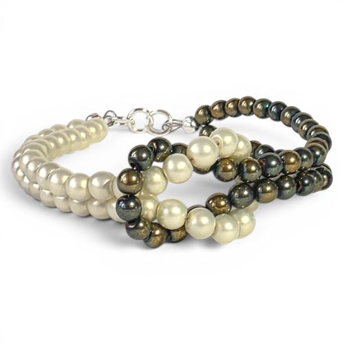Satin Pearl Love Knot Bracelet Oysetr White 5mm for jewellery making