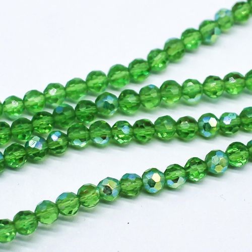 Crystal Round Beads 4mm Lime Rainbow for jewellery making