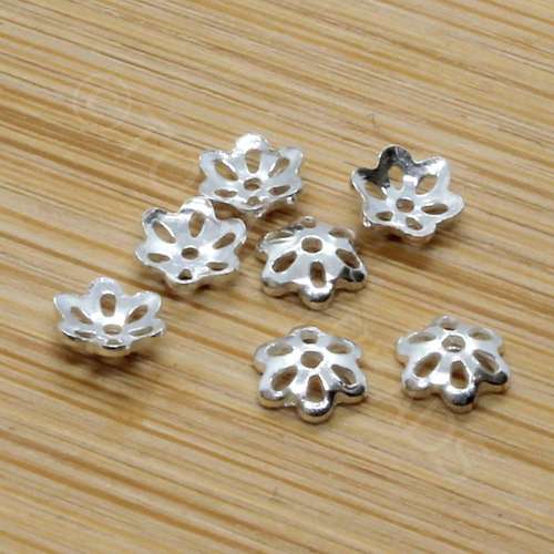 Sterling Silver - 6 Petal Bead Cap 4mm 12pcs