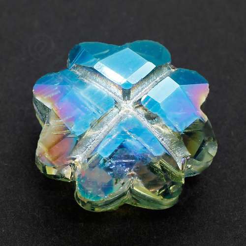 17mm crystal beads green shimmer — faceted for jewelry making and beadwork