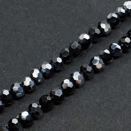 3mm crystal beads jet black shimmer — faceted for jewelry making and beadwork