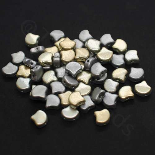 10g Czech glass Rulla beads matte met leather — two-hole beads for jewelry making and bead weaving