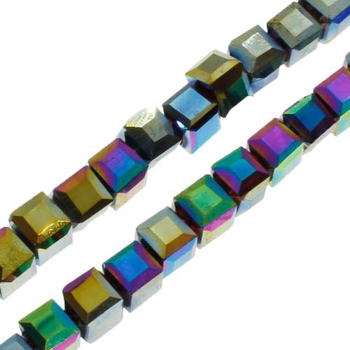 4mm crystal beads rainbow plate 16" string — faceted for jewelry making and beadwork